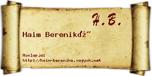 Haim Bereniké névjegykártya